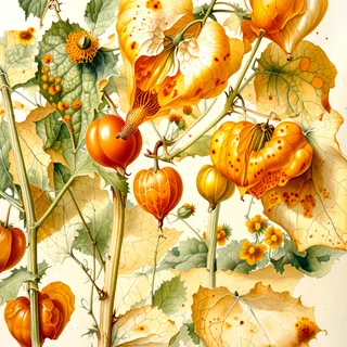 Ilustración botánica de Aguaymanto