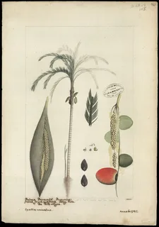 Ilustración botánica de Pejibaye