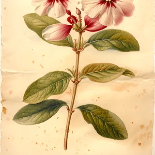 Ilustración botánica de Vinca