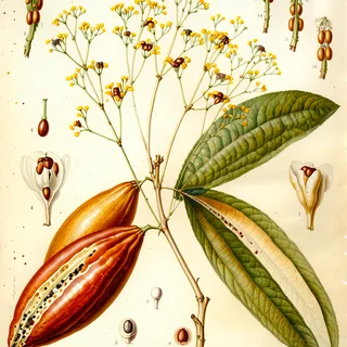 Ilustración botánica de Cinnamomum cassia