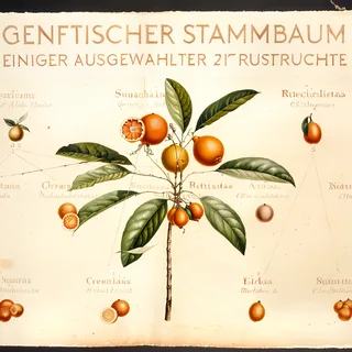 Ilustración botánica de Mandarina