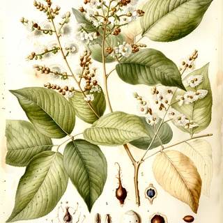 Ilustración botánica de Copaíba