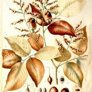 Ilustración botánica de Copaíba amazónica