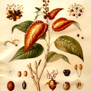 Ilustración botánica de Crotón