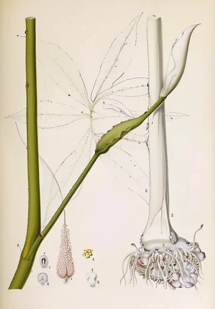Ilustración botánica de Jergón sacha