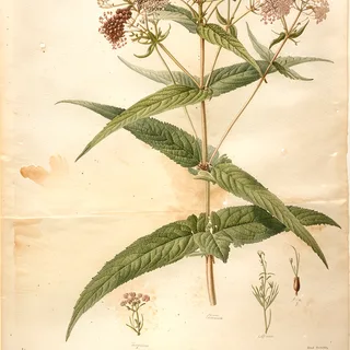 Ilustración botánica de Eupatorium perfoliatum