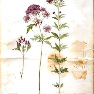 Ilustración botánica de Eupatorium purpureum
