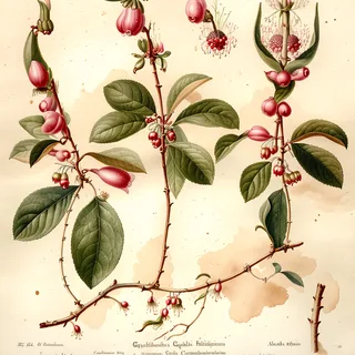 Ilustración botánica de Gaultheria procumbens