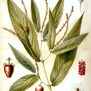 Ilustración botánica de Piper rugosum