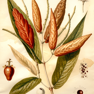 Ilustración botánica de Piper scabrum