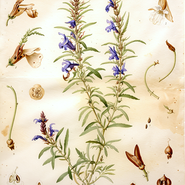 Ilustración botánica de Salvia biflora