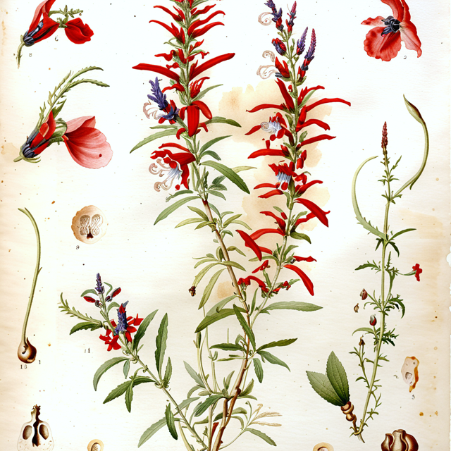 Ilustración botánica de Salvia tubiflora