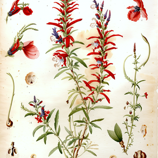 Ilustración botánica de Salvia tubiflora