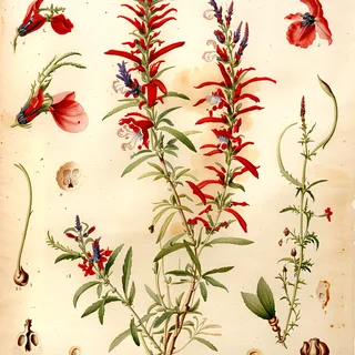 Ilustración botánica de Salvia tubiflora