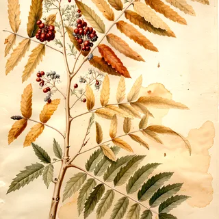 Ilustración botánica de Schinus dependens